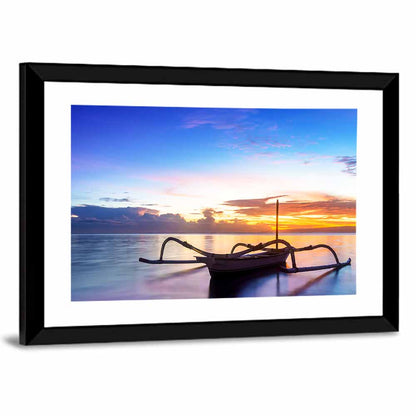 Jukung Fishing Boat at Sunset Wall Art
