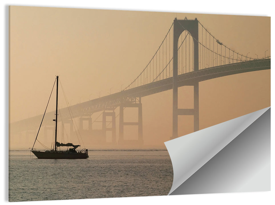 Newport Bridge in Golden Haze Wall Art