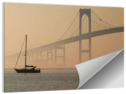 Newport Bridge in Golden Haze Wall Art