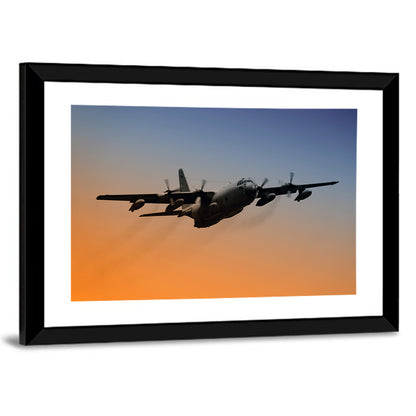 Four-engine Military Transport at Dusk Wall Art