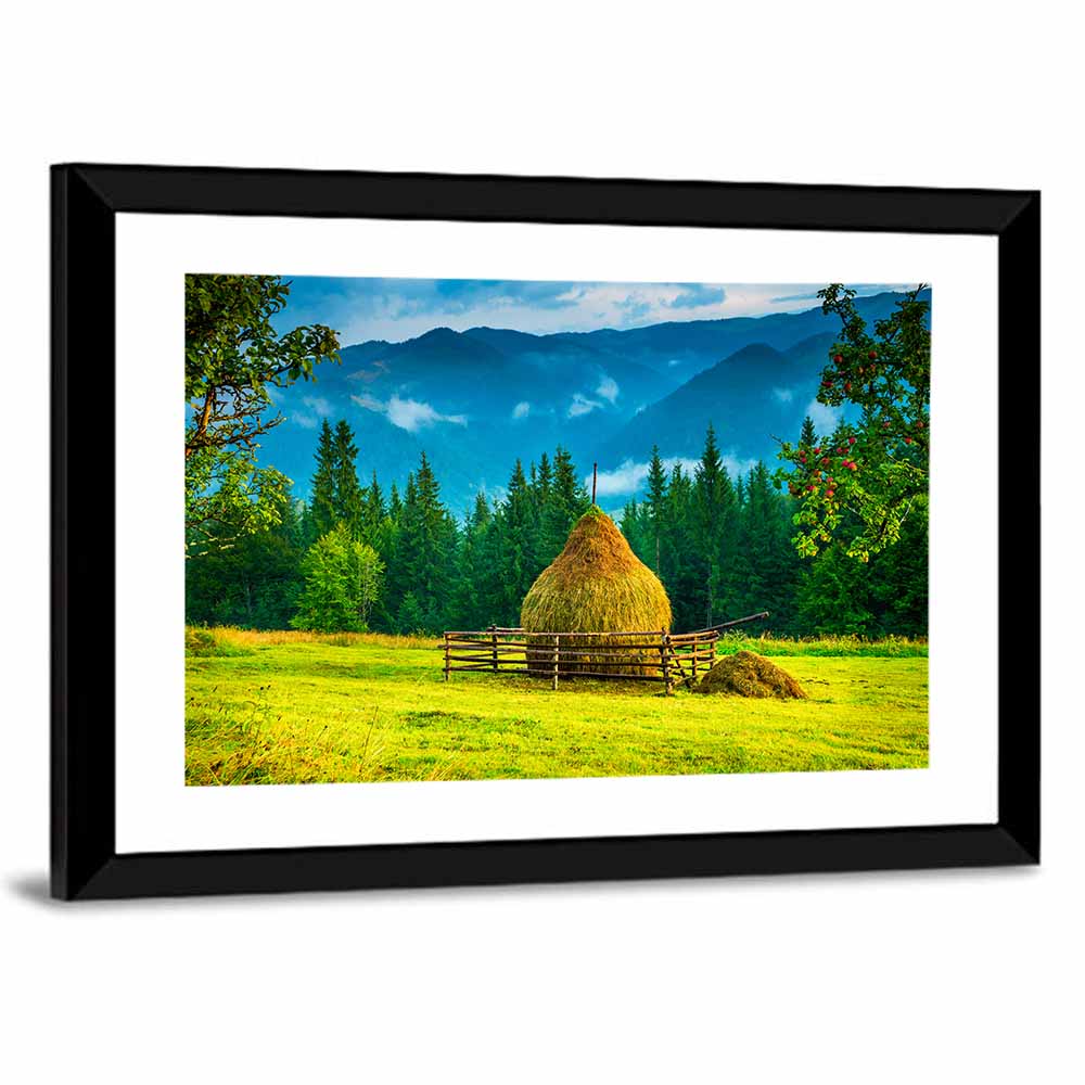 Haystack in Mountain Meadow Wall Art