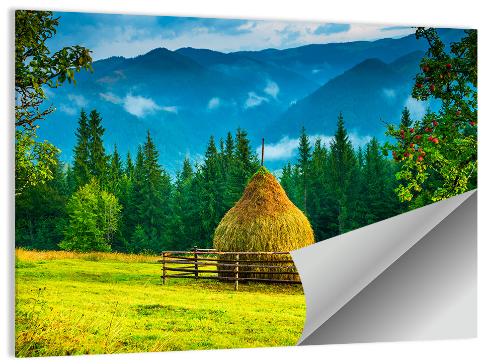 Haystack in Mountain Meadow Wall Art