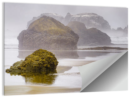 Misty Oregon Sea Stacks Wall Art