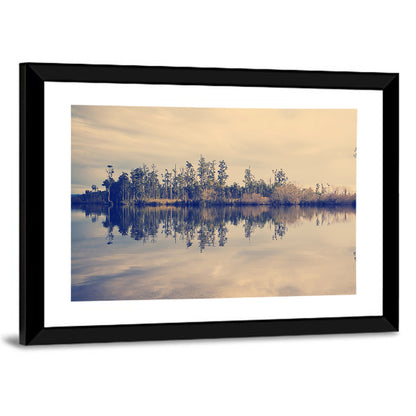 Sunset Over Forest Lake Wall Art