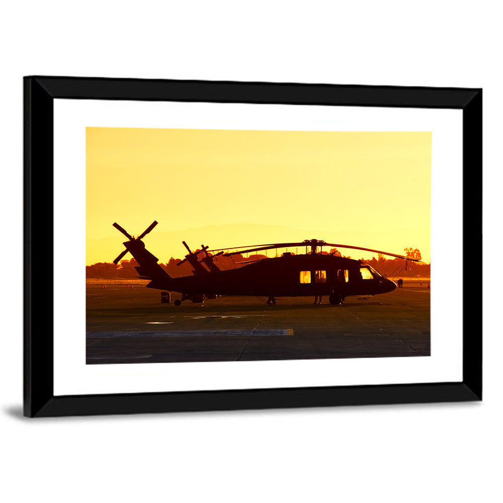 Military Helicopter at Base Wall Art