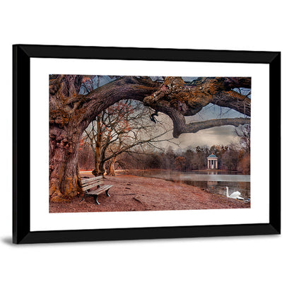 Autumn Pavilion with Swan Wall Art