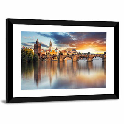 Charles Bridge at Golden Dusk Wall Art