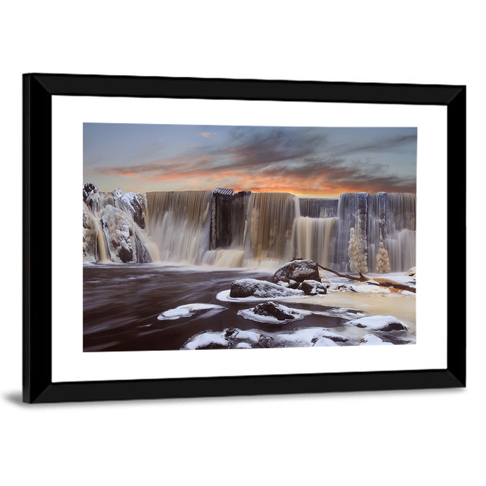 Frozen Waterfall at Sunset Wall Art