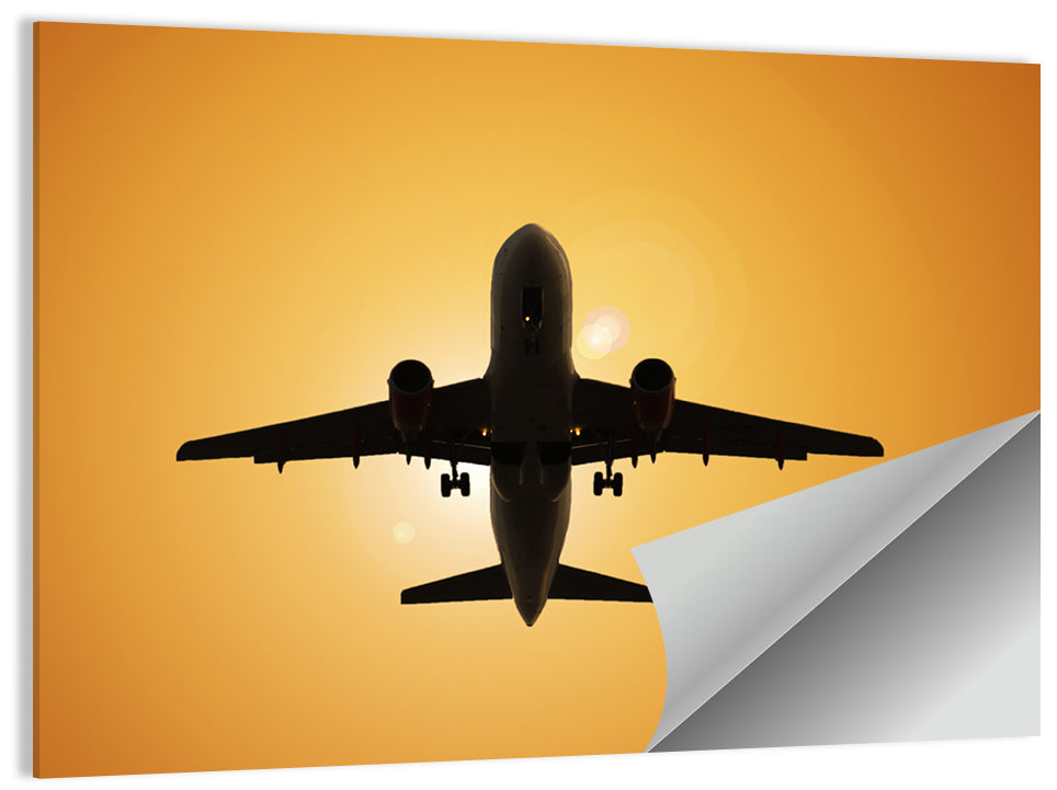 Sunset Jet Silhouette Wall Art