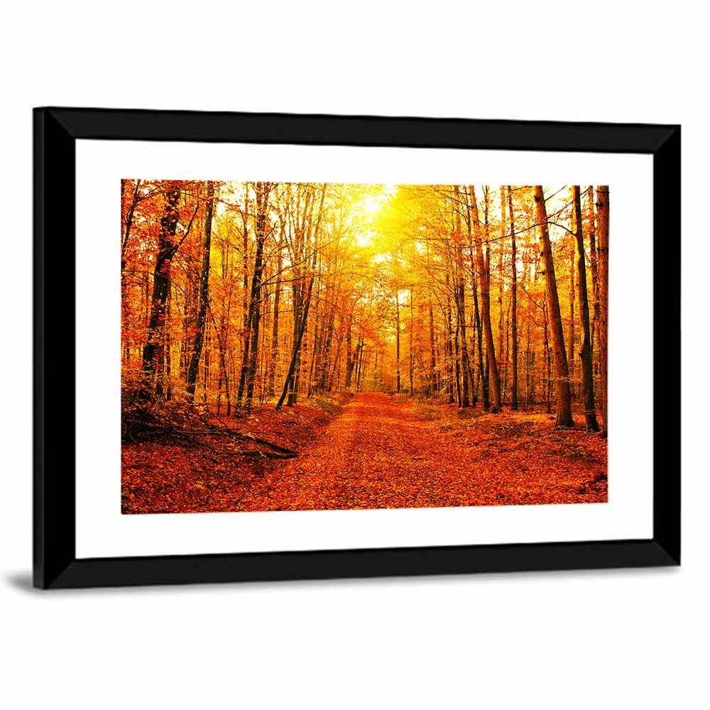 Golden Autumn Forest Path Wall Art