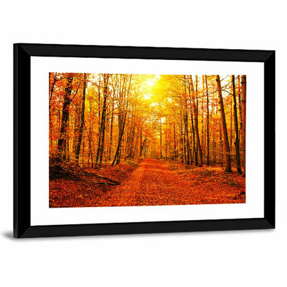 Golden Autumn Forest Path Wall Art