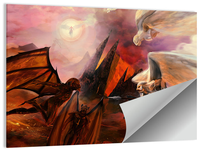 Celestial Battle: Angels and Demons Wall Art as a poster print