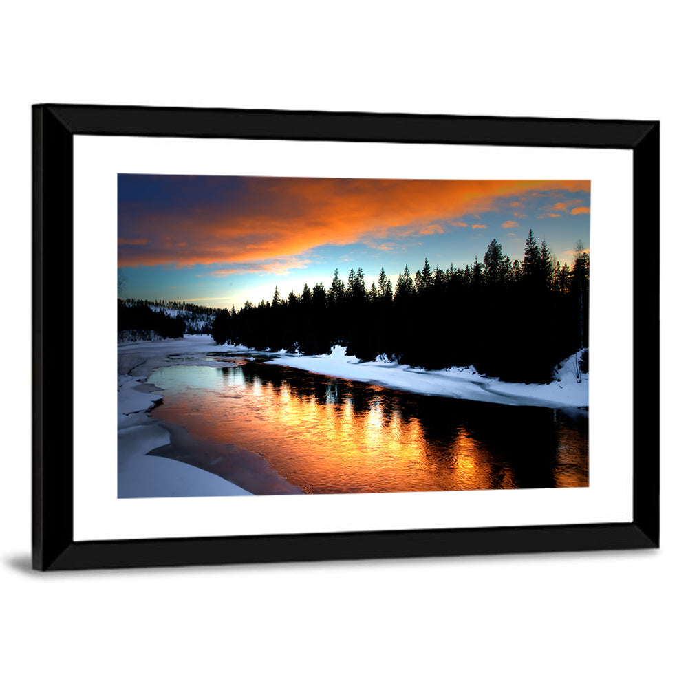 Golden Sunset Over Snowy River Wall Art