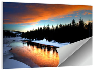 Winter River Sunset Wall Art