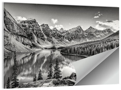 Moraine Lake Monochrome Mountain Landscape Wall Art