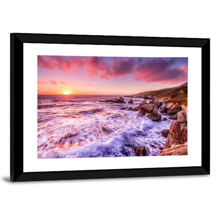Dusk Over California Cliffs Wall Art as a framed print