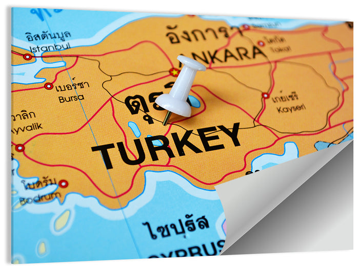 Turkey Map with Ankara Pin Wall Art as a poster print