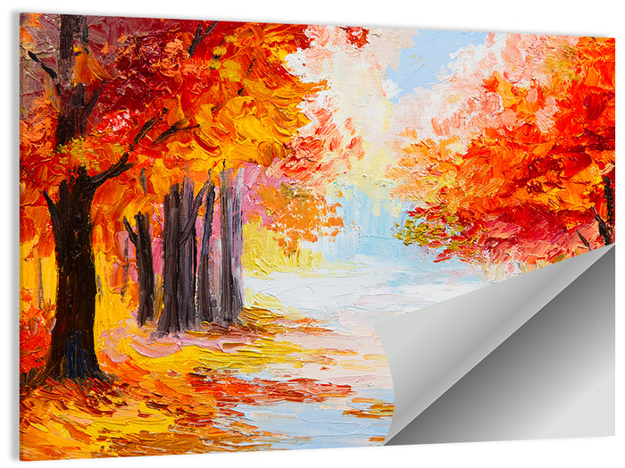 Autumn Forest Pathway Wall Art as a poster print
