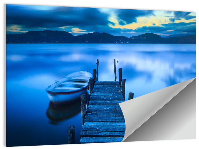 Boat and Wooden Pier Wall Art as a poster print