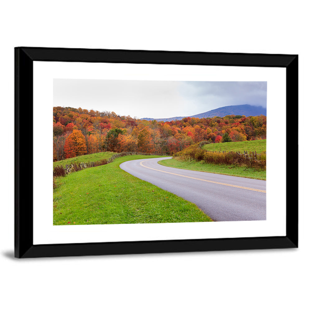 Curving Road Through Autumn Meadow Wall Art