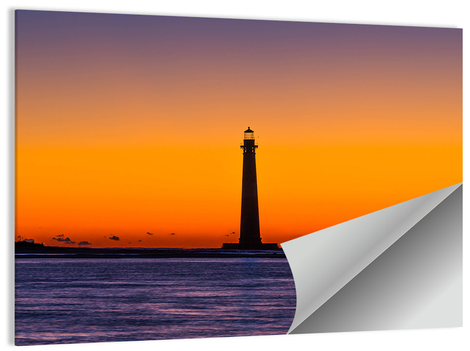 Minimalist Lighthouse Silhouette at Twilight Wall Art