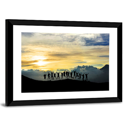 Golden Team Silhouettes at Sunset Wall Art