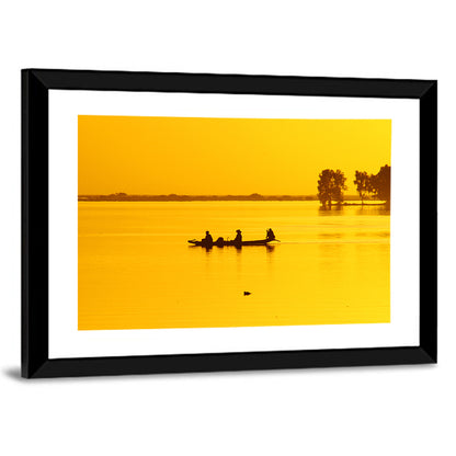 Pirogue at Golden Dusk Wall Art