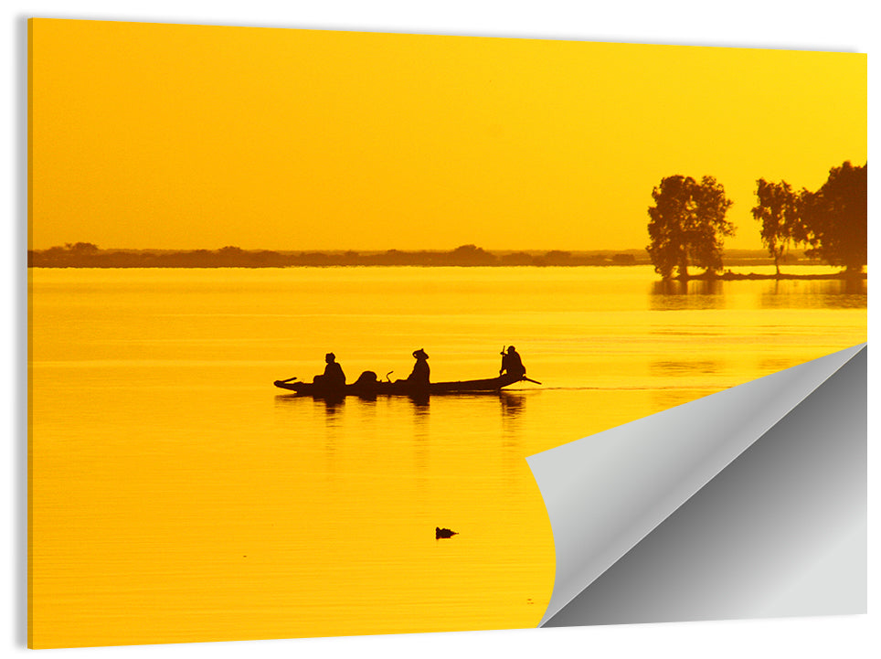 Pirogue at Golden Dusk Wall Art
