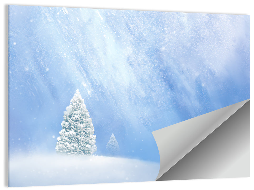 Two Snowy Evergreens Wall Art