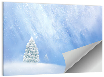 Two Snowy Evergreens Wall Art