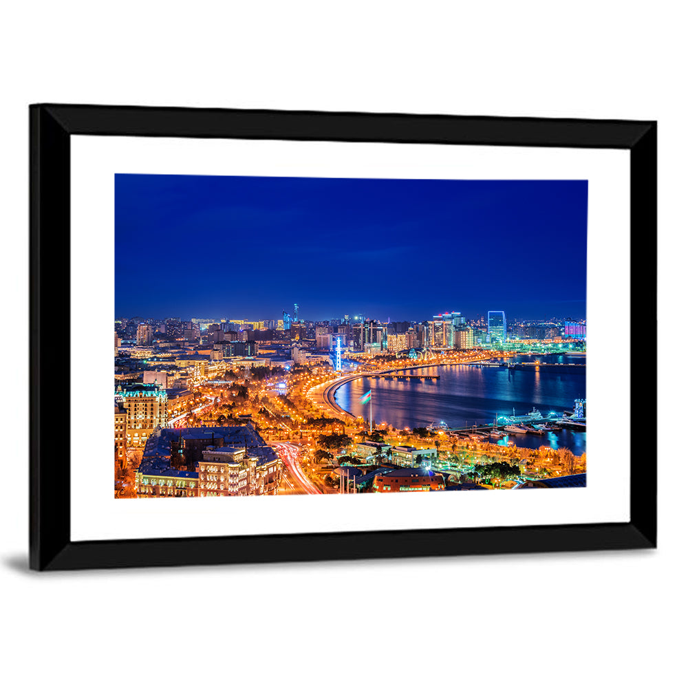 Baku Night Skyline Wall Art