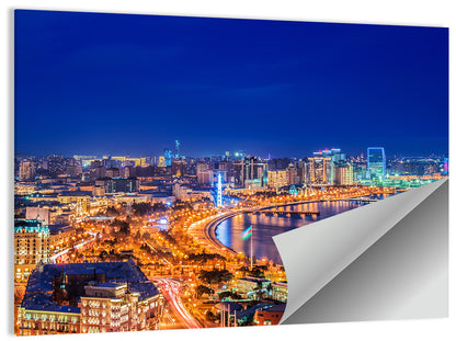 Baku Night Skyline Wall Art