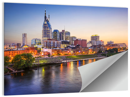 Nashville Skyline Over the Cumberland River Wall Art
