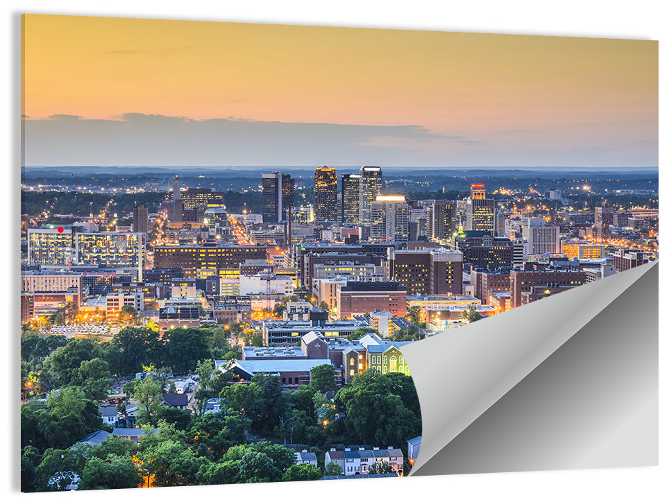 Birmingham Skyline at Golden Hour Wall Art
