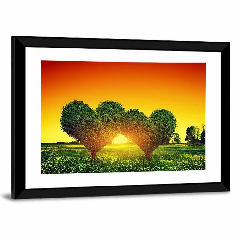 Heart Trees at Golden Sunset Wall Art