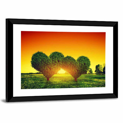 Heart Trees at Golden Sunset Wall Art