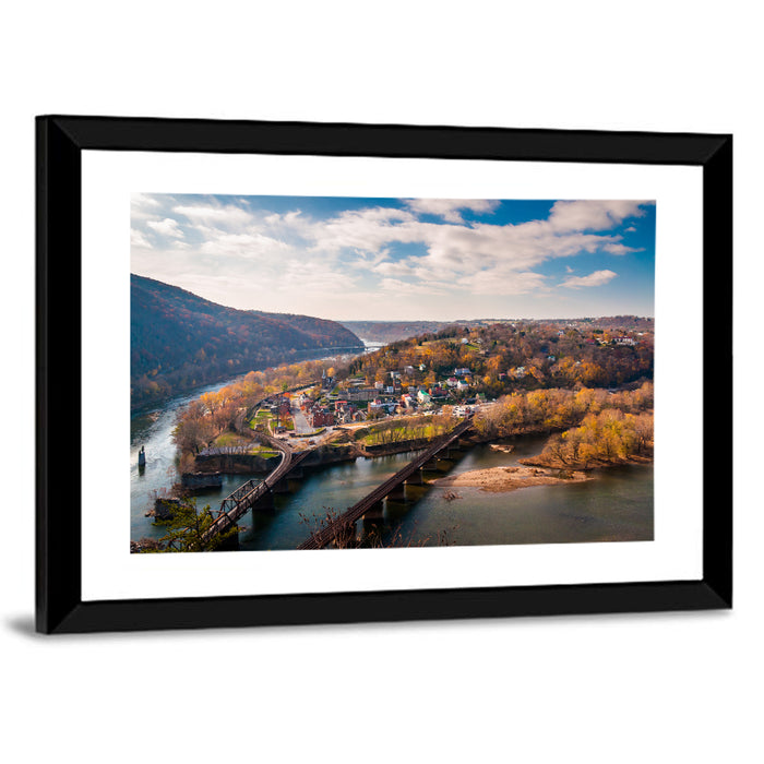 Maryland Heights Over Harpers Ferry Wall Art as a framed print