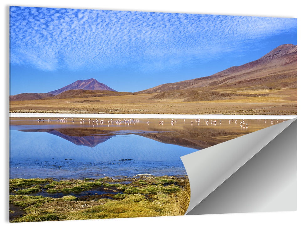 Red Lagoon Flamingo Reflection Wall Art
