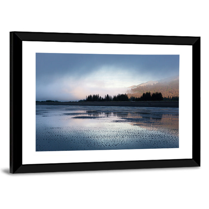 Lake Clark Foggy Shoreline Wall Art as a framed print