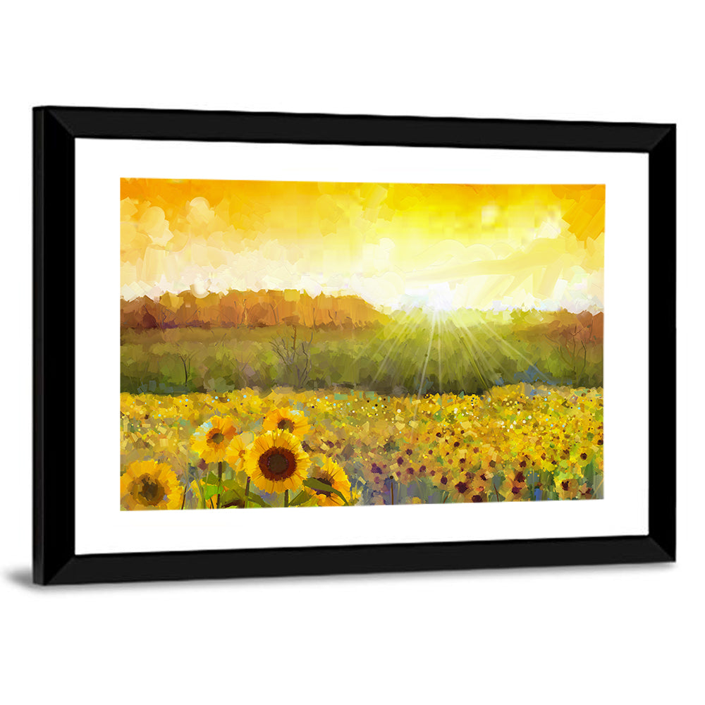 Sunburst Sunflowers Abstract Wall Art