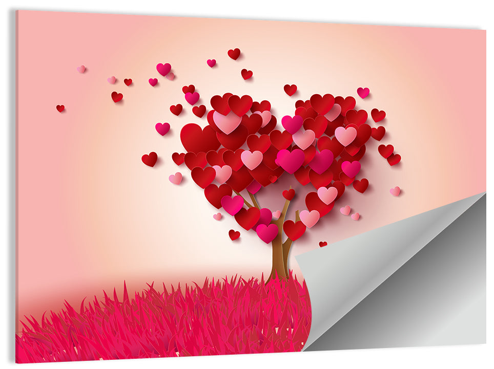 Whimsical Heart Tree Illustration Wall Art