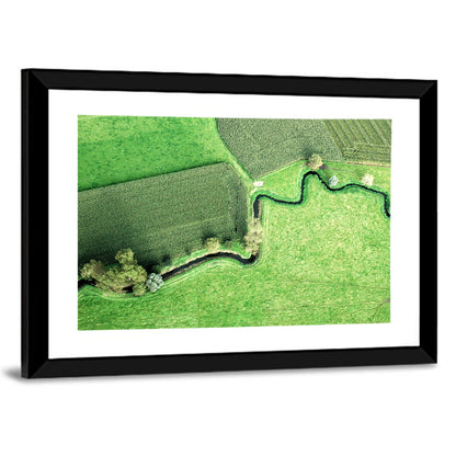 Meandering Stream Over Farmland Wall Art