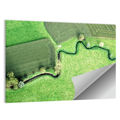 Meandering Stream Over Farmland Wall Art