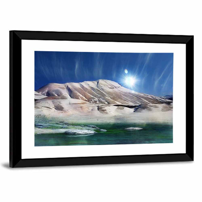 Sunburst Over Winter Mountain Wall Art as a framed print