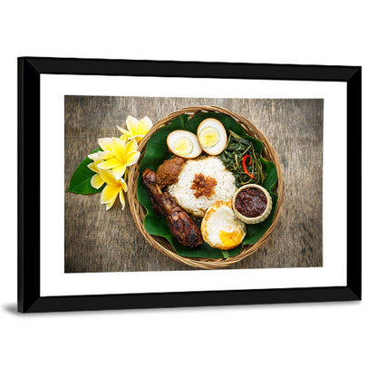 Nasi Campur in Woven Basket Wall Art