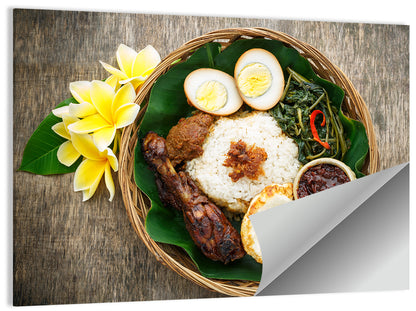 Nasi Campur in Woven Basket Wall Art