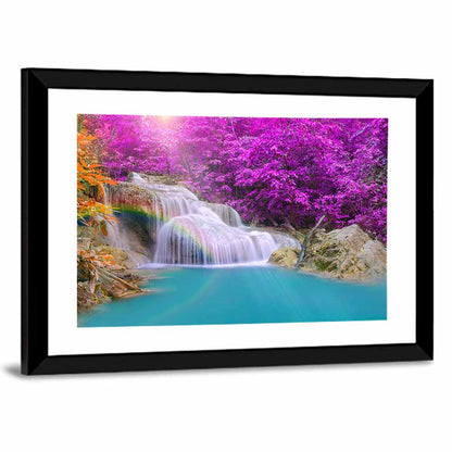 Dreamy Purple Forest Waterfall Wall Art