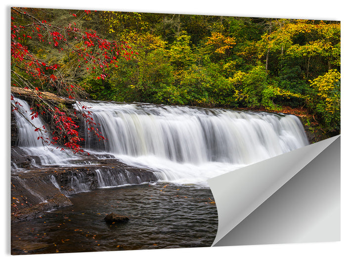 Blue Ridge Autumn Waterfall Wall Art as a poster print