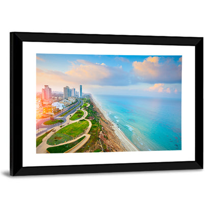 Netanya Coastline at Golden Hour Wall Art