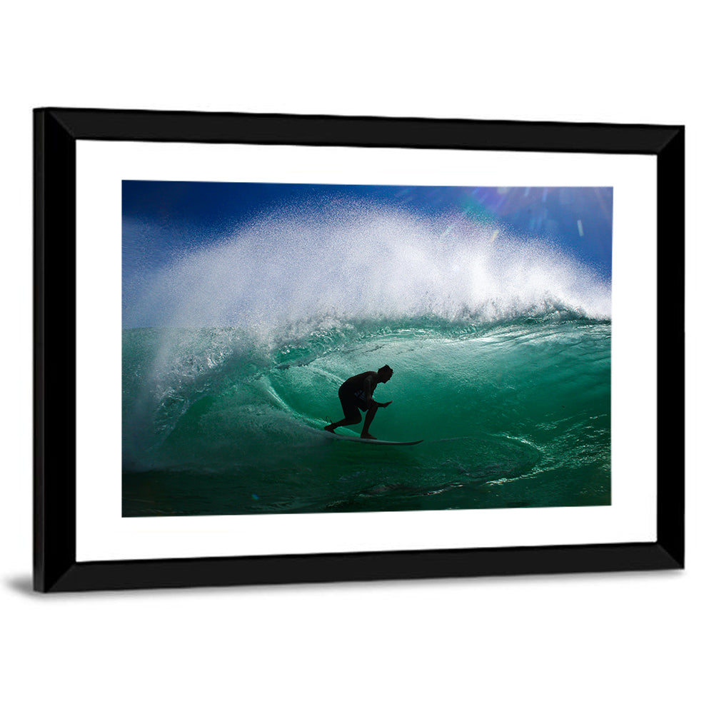 Surfer in Barrel Wave Wall Art